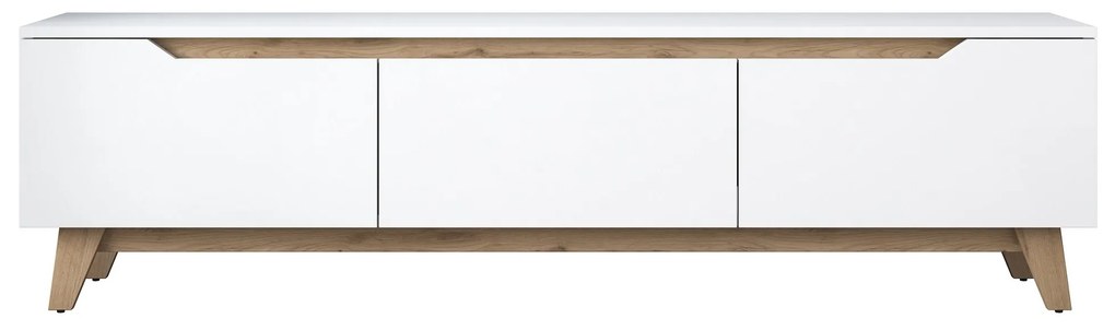 TV stolík/skrinka Damien (biela + orech svetlý). Vlastná spoľahlivá doprava až k Vám domov. 1073397