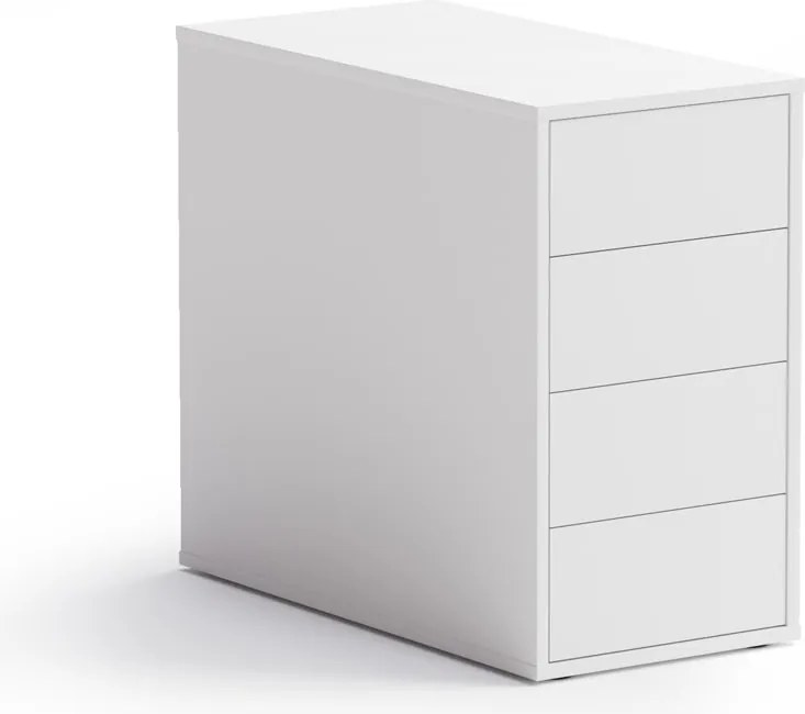 Kancelársky prístavný kontajner BLOCK, 400 x 800 x 710 mm, 4 zásuvky, biela