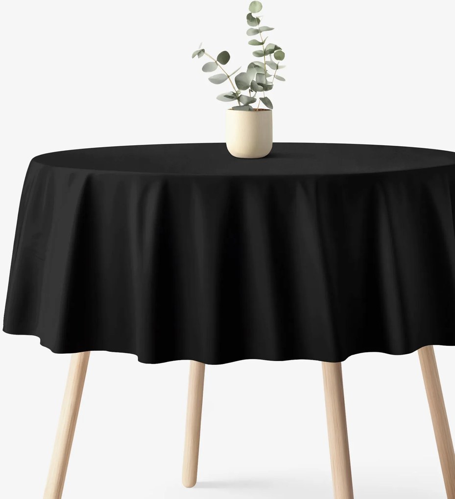 Goldea okrúhly obrus 100% bavlnené plátno - čierny Ø 230 cm