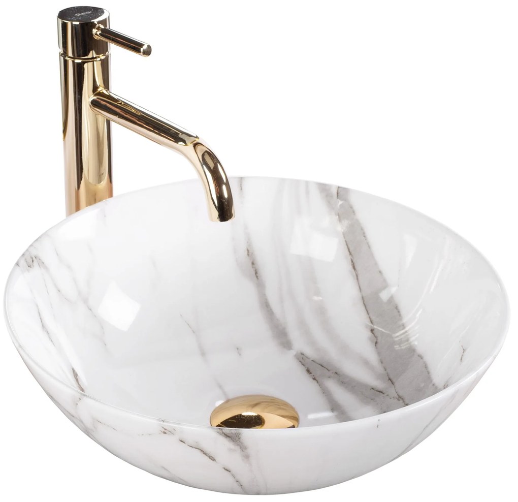 Rea Stella, umývadlo na dosku 355x355x135 mm, imitácia kameňa-Aiax Shiny, REA-U9088