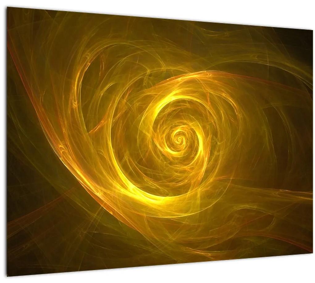Sklenený obraz abstraktnej žltej špirály (70x50 cm)