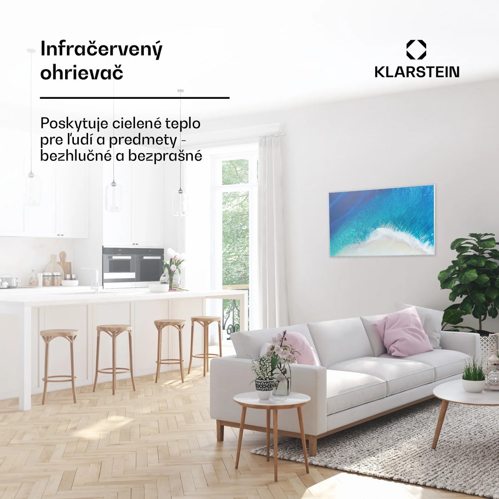 Klarstein Wonderwall Air Art Strand, infračervený ohrievač, 60 x 101 cm, 600 W, nástenná montáž