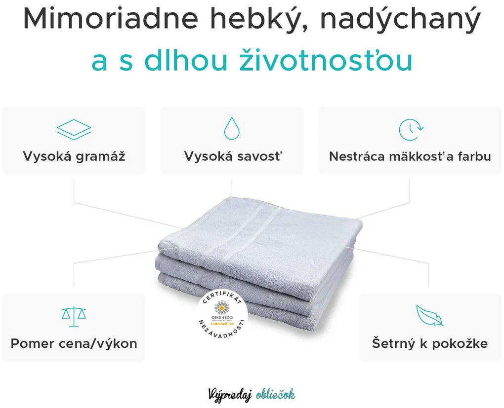 Hotelový uterák Royal 50 x 100 cm biely, 100% bavlna
