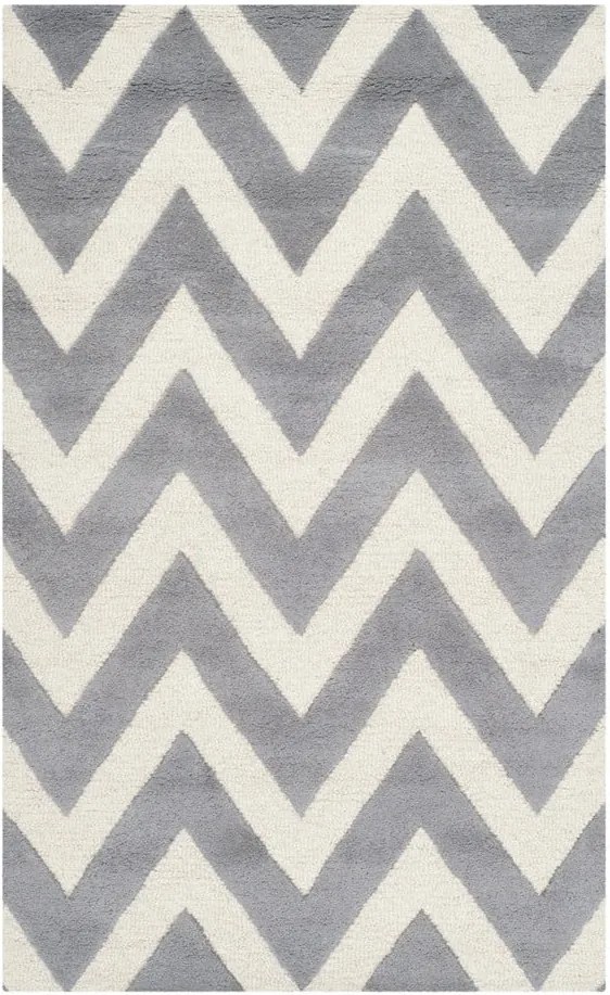 Sivobiely vlnený koberec Stella Grey, 91 × 152 cm