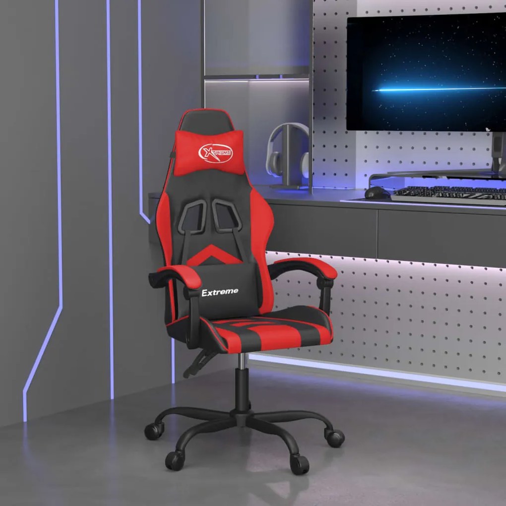 Otočná herná stolička čierna a červená umelá koža 349592