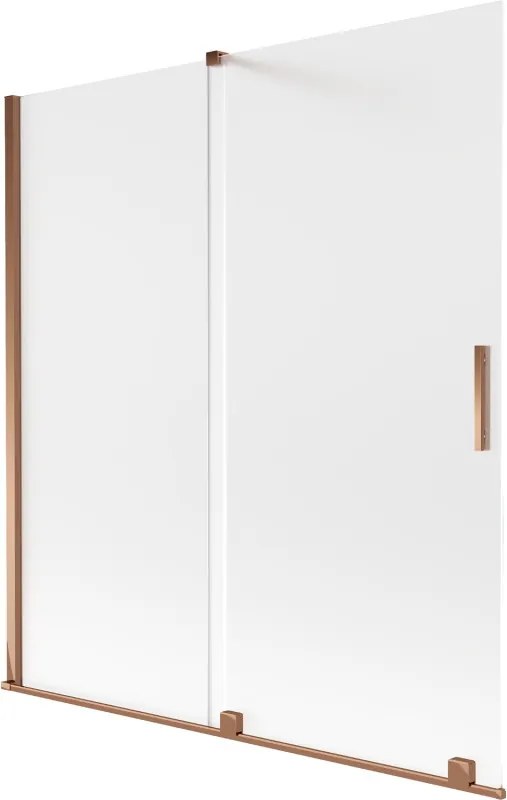 Mexen Velar, 2-krídlová posuvná vaňová zástena 150 x 150 cm, 8mm sklo námraza, ružové zlato, 896-150-000-31-60