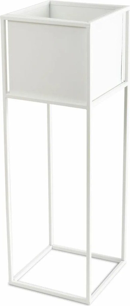 KOVOVÝ KVETINÁČ SO STOJANOM PLAIN 70X24 CM BIELA