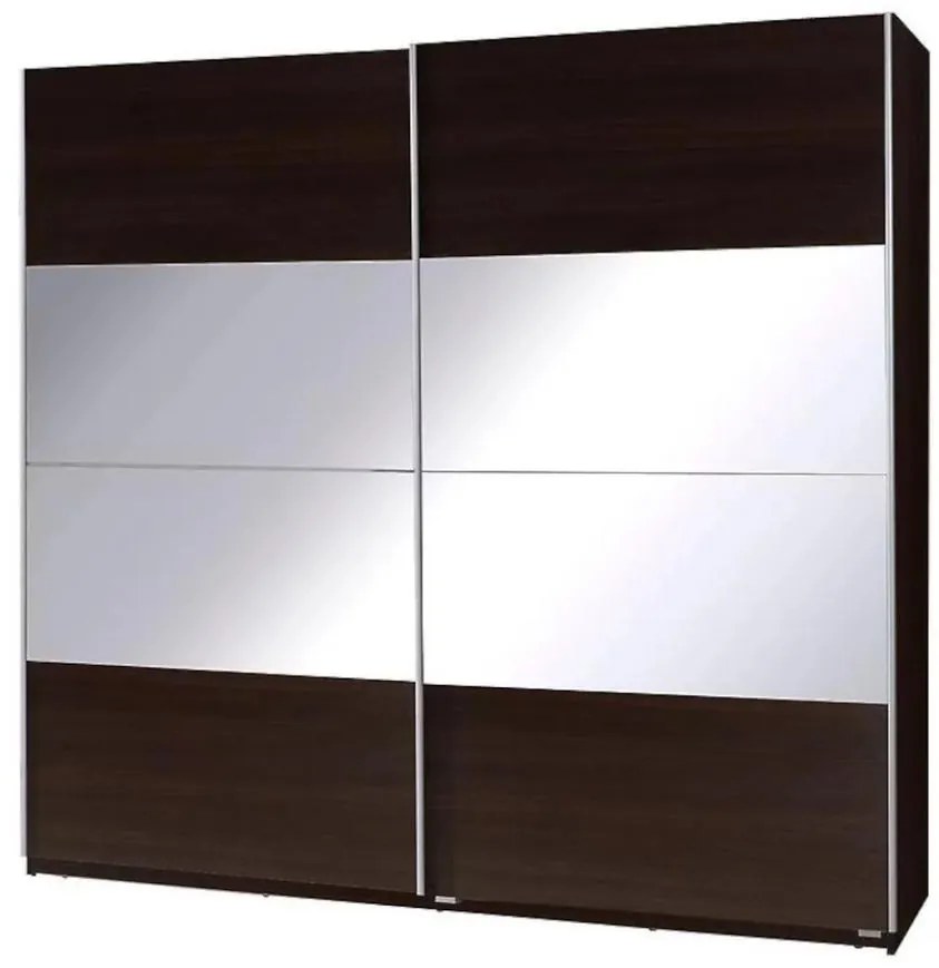 Skriňa Twister 2 Gaštan wenge/zrkadlo 225 cm
