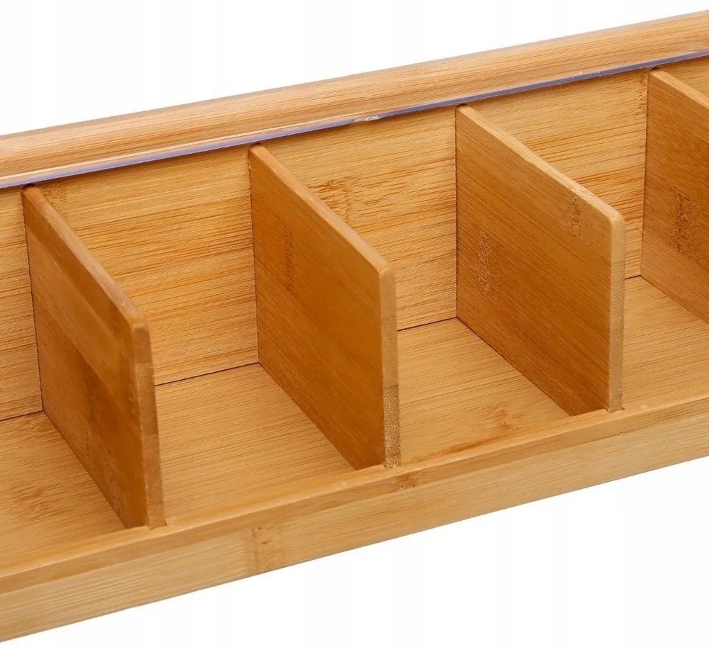 JJA Bambusový organizér na čaj, 5 priehradiek THÉ