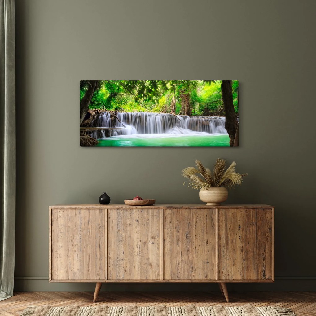 Obraz vodopádu v Kanchanaburi, Thajsko (120x50 cm)