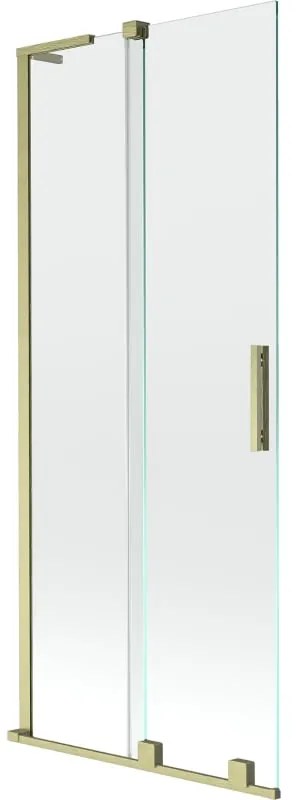 Mexen Velar L, 2-krídlová posuvná vaňová zástena 80 x 150 cm, 8mm číre sklo, zlatý matný profil, 896-080-003-01-55
