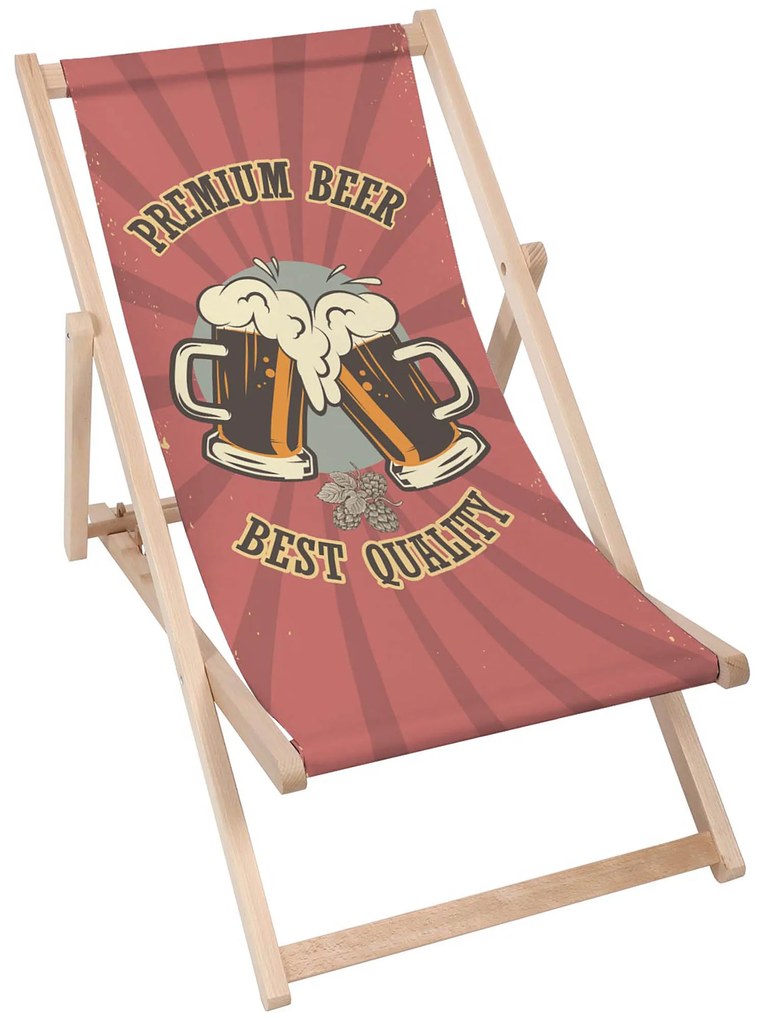 Drevené plážové lehátko Premium Beer