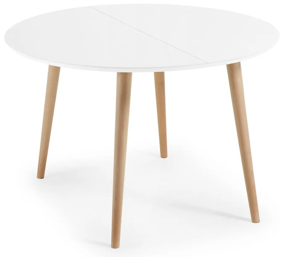Biely rozkladací jedálenský stôl s bielou doskou ø 120 cm Oqui – Kave Home