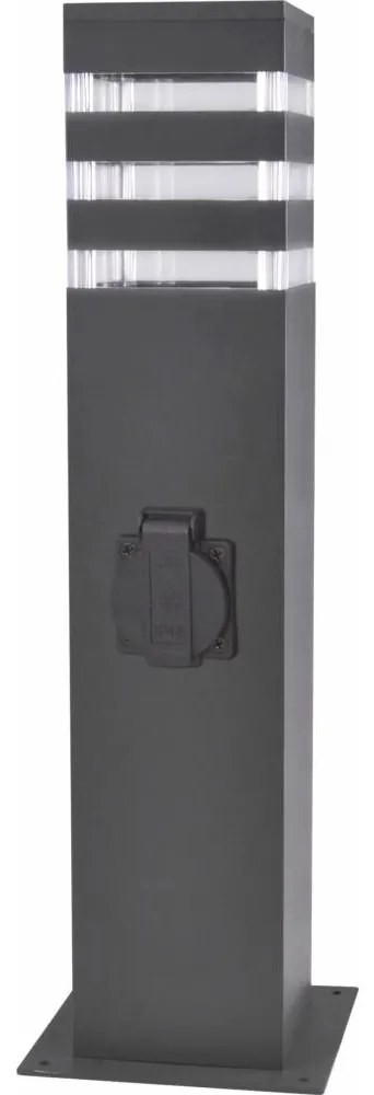 Polux Vonkajšia lampa so zásuvkou TEKSAS 1xE27/20W/230V 44 cm IP44 čierna SA2038