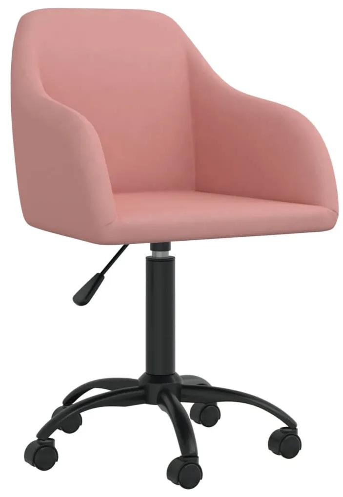 Otočná kancelárska stolička ružová zamatová 330661