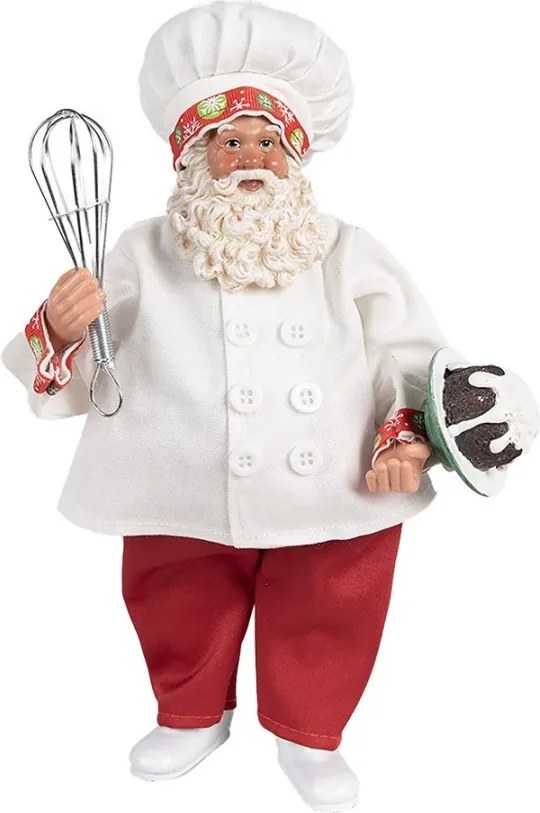 Vianočné dekorácie Santa cukrár s metličkou a tortou - 17*11*27 cm