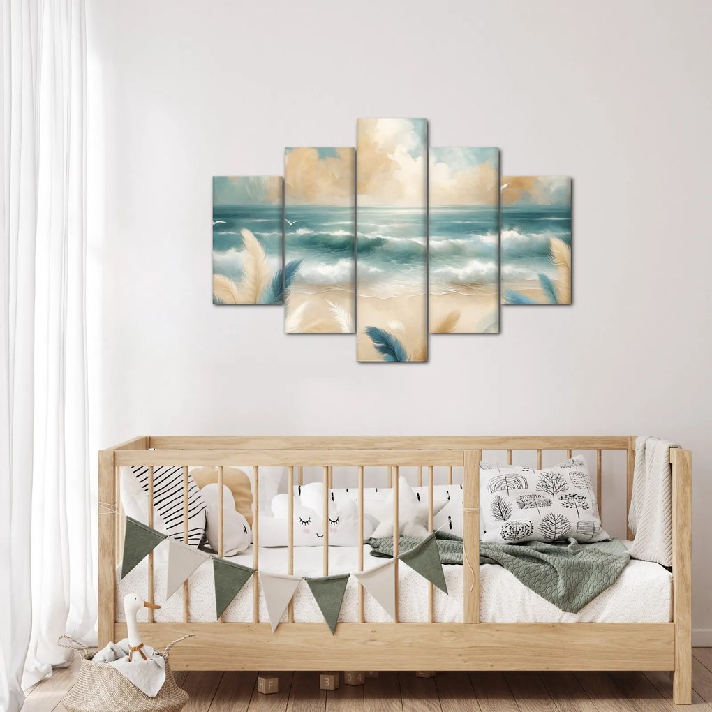 Obraz – Maľovaná pláž v jemných farbách (150x105 cm)
