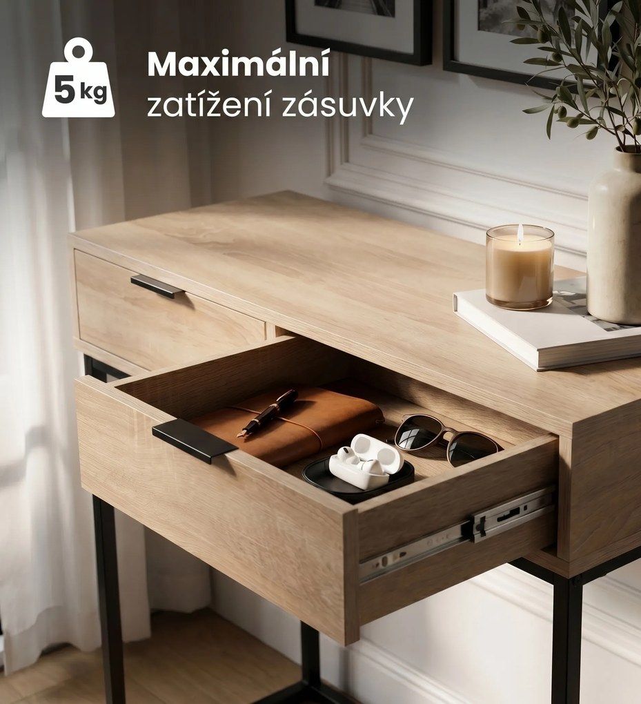 Konzolový stolek Elano 80 cm černý/Dub Sonoma