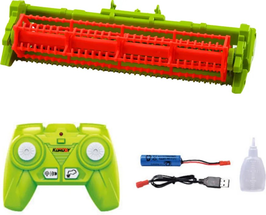 LEAN Toys Kombajn s žacím ústrojím na obilie 2 v 1, diaľkovo ovládaný RC, s efektom dymu, 2,4 GHz