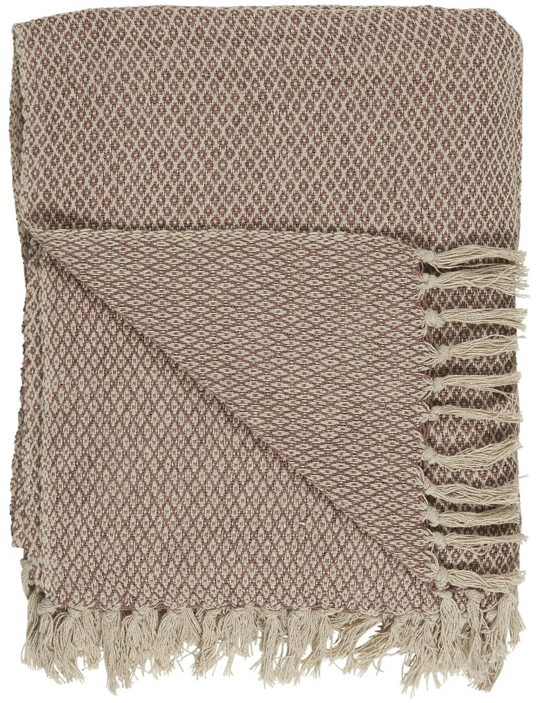 IB LAURSEN Bavlnený prehoz Cream/Brown Window 160x130 cm