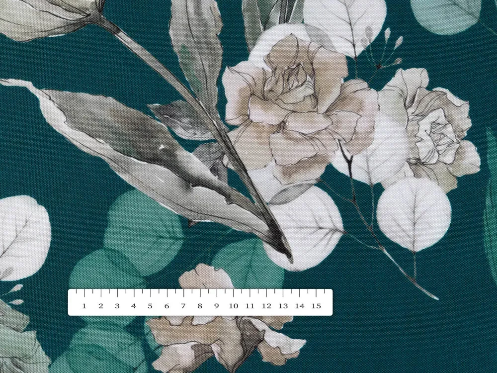 Biante Teflónový obdĺžnikový obrus TF-058 Kvety s eukalyptom na tmavo zelenom 140x200 cm