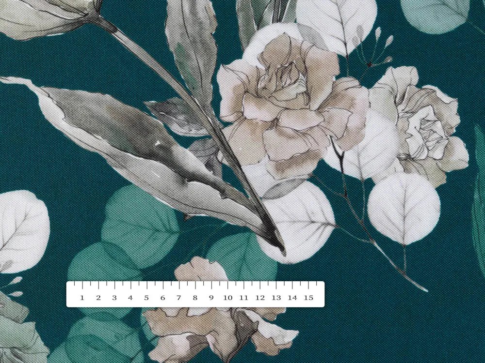 Biante Teflónový oválny obrus TF-058 Kvety s eukalyptom na tmavo zelenom 100x140 cm
