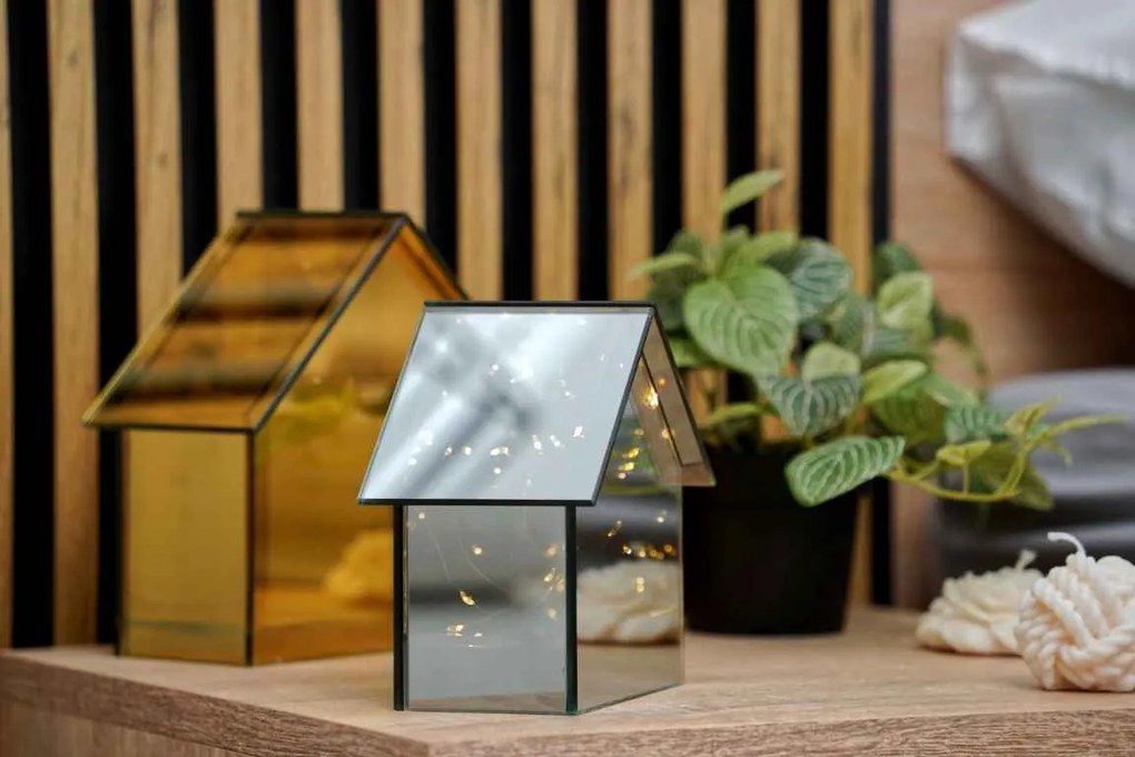 LED sklenený domček ELITE, sivý - viac veľkostí Veľkosť: L