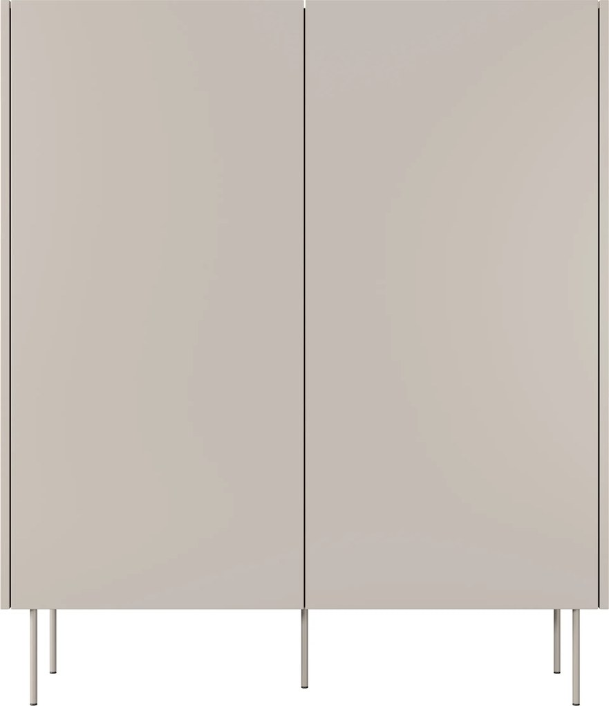 Vysoká komoda Desin 120 cm s dvoma dverami a skrytými zásuvkami - kasmír / dub Nagano