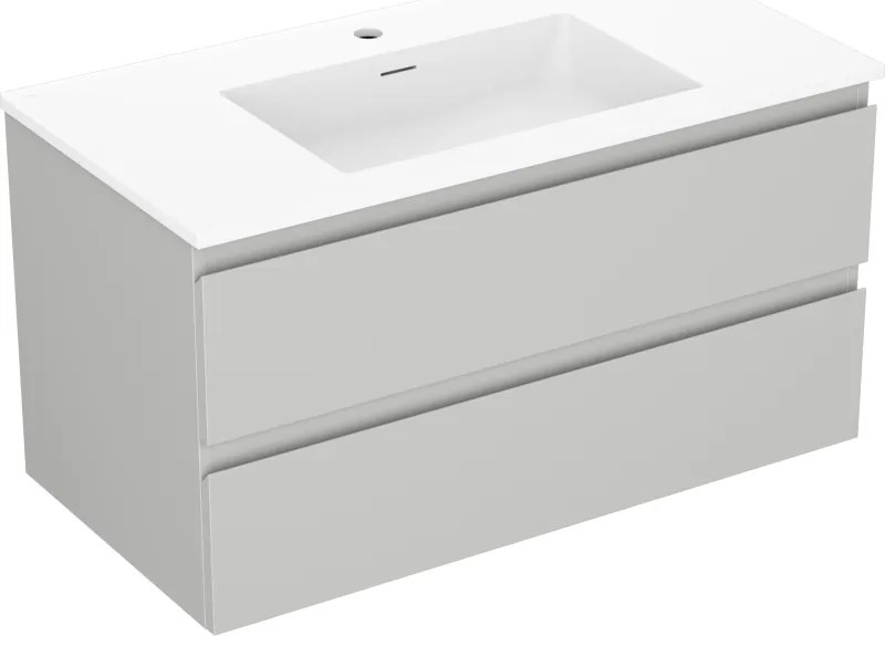 Mexen Orio, kúpeľňová skrinka 90 cm s umývadlom Otis, 2 zásuvky, šedá matná/biela matná, 91A10-09047-2-BFF62-W18M01