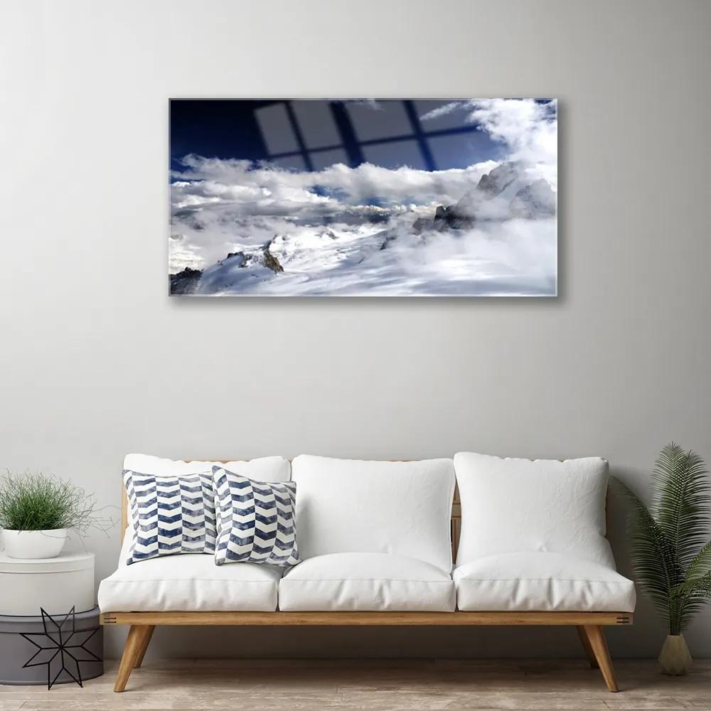 Obraz na skle Hora mraky príroda 120x60 cm