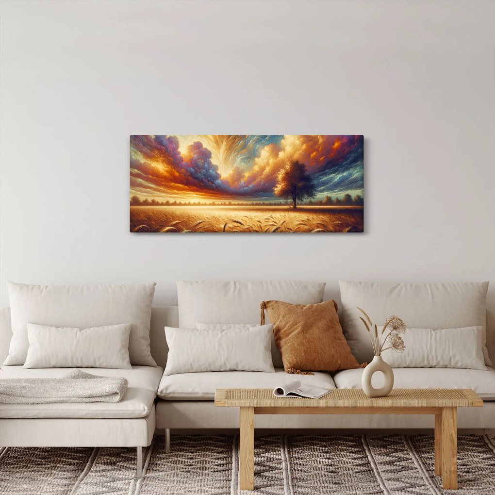 Obraz – Strom na poli (120x50 cm)