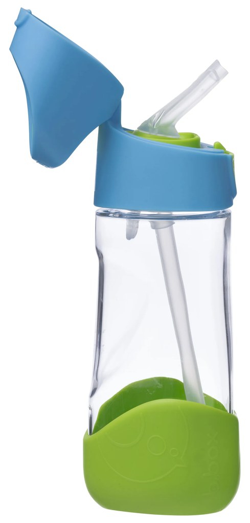 Fľaša na pitie so slamkou 450 ml - modrá/zelená