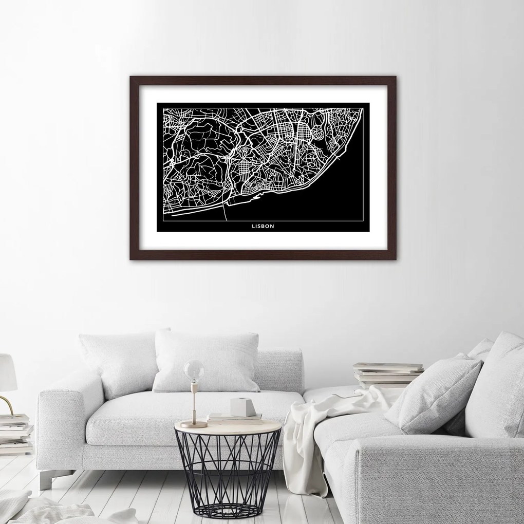Gario Plagát Plán mesta Lisabon Farba rámu: Bez rámu, Rozmery: 90 x 60 cm