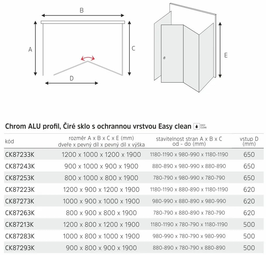 Mereo Mereo, Sprchový kút, LIMA, chróm ALU, sklo číre, MER-CK87293K