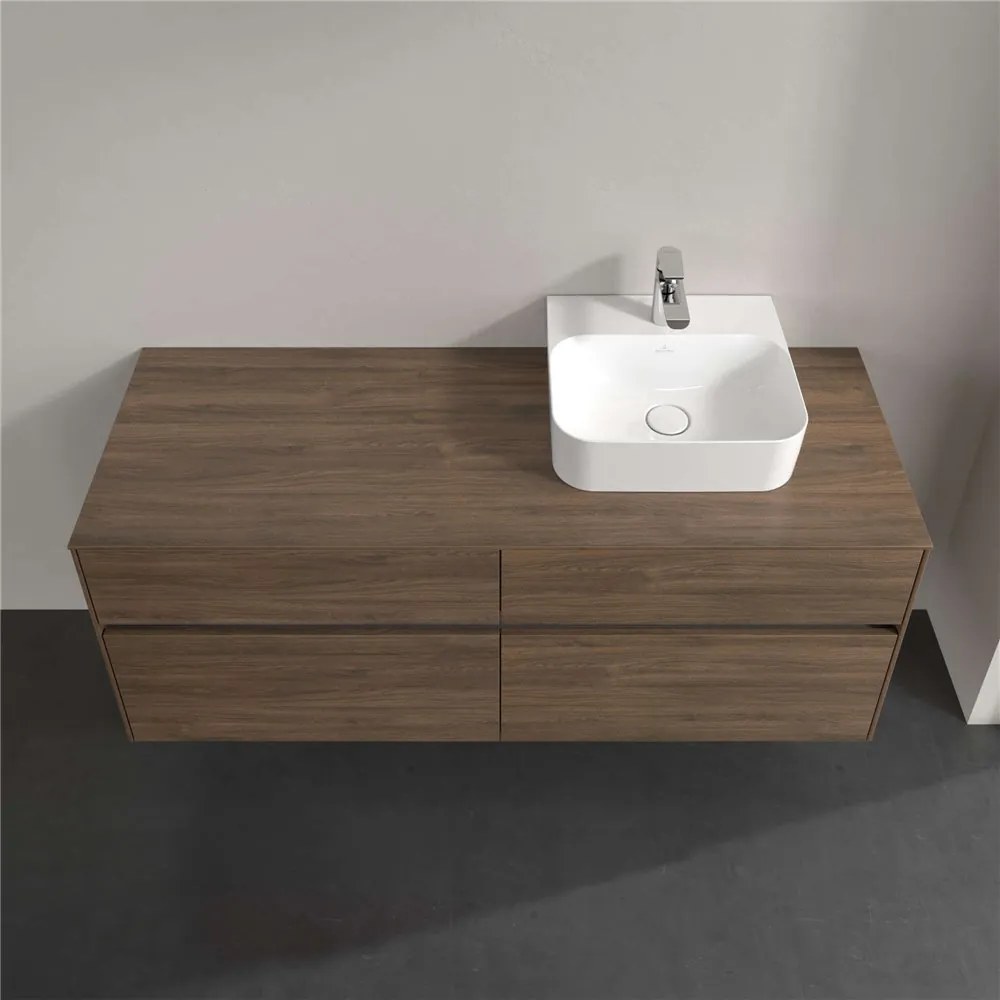 VILLEROY &amp; BOCH Collaro závesná skrinka pod umývadlo na dosku (umývadlo vpravo), 4 zásuvky, s LED osvetlením, 1400 x 500 x 548 mm, Arizona Oak, C102B0VH