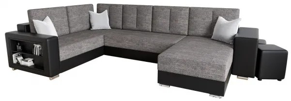 Prostorná elegantní sedačka s ekokůží KAMONA - šedá / černá
