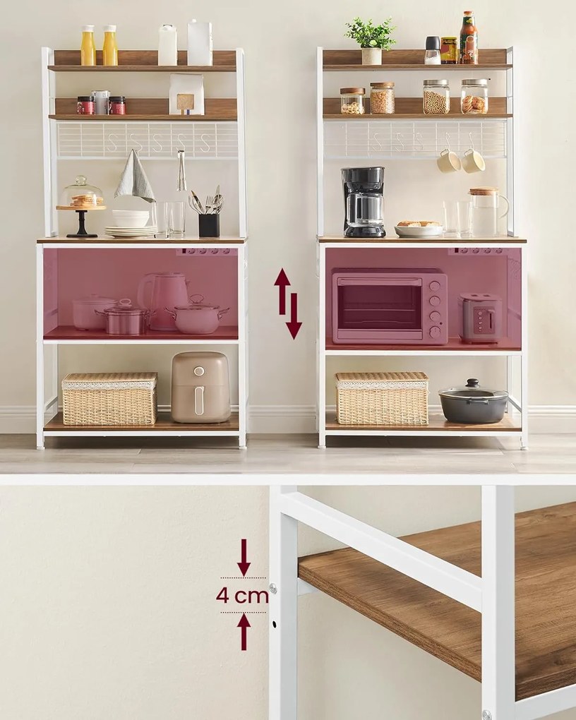 Kuchynský regál Vasagle Kefry orech/biela