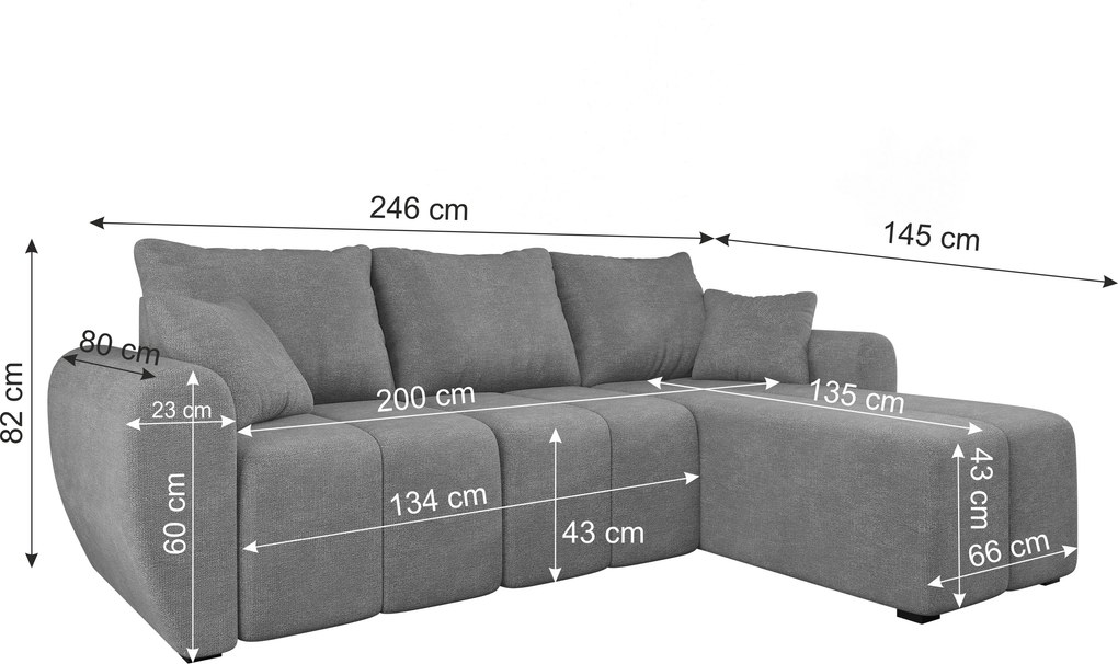 AKCIA Rozkladacia obojstranná sedacia súprava do L SEVIO 246x145 cm, krémová + 2 vankúšiky ZADARMO II. akosť