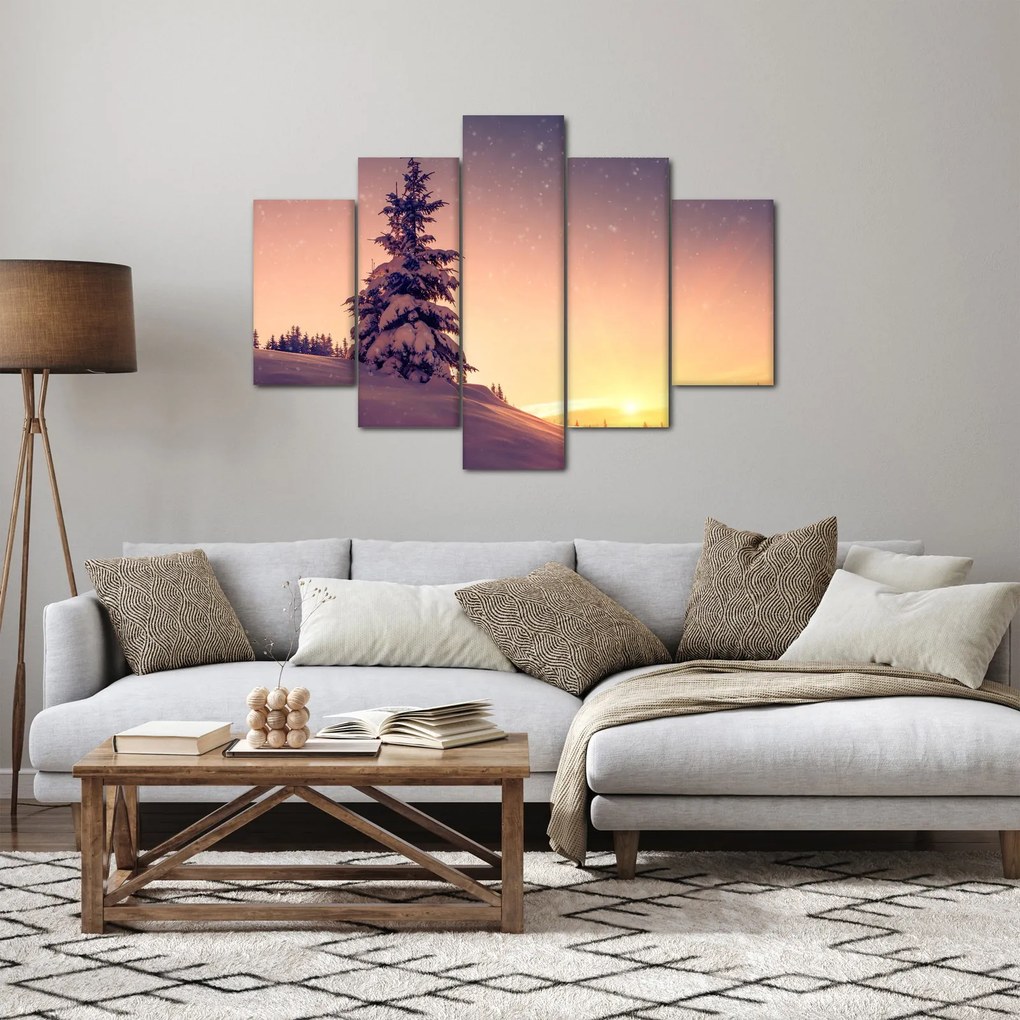 Obraz zasneženého stromu na lúke (150x105 cm)
