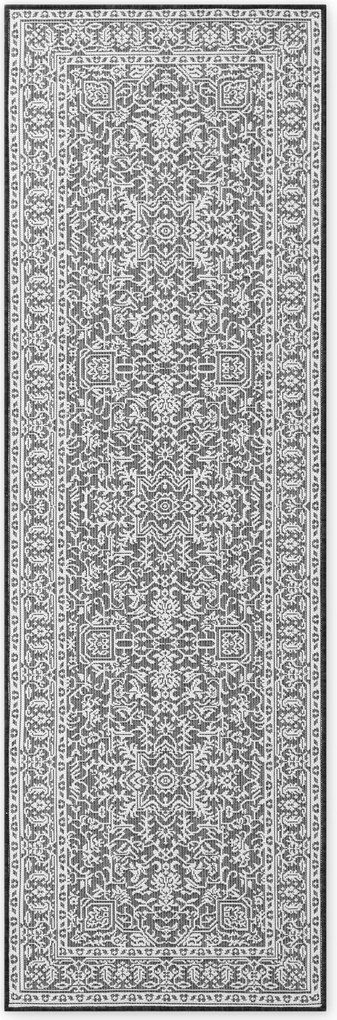 NORTHRUGS, Koberec behúň Duet Kona 106248 Black/White - na von aj na doma, 80x250, čiernobiela, chodba / predsieň