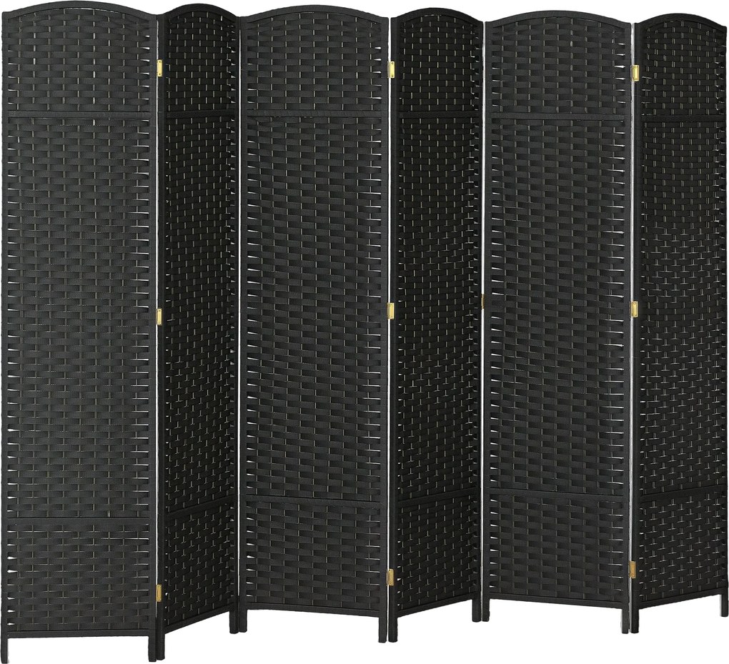 HOMCOM 6-panelový skladací paraván 240x170 cm, rozdeľovač na súkromie pre obývaciu izbu, spálňu a kanceláriu, čierny | Aosom