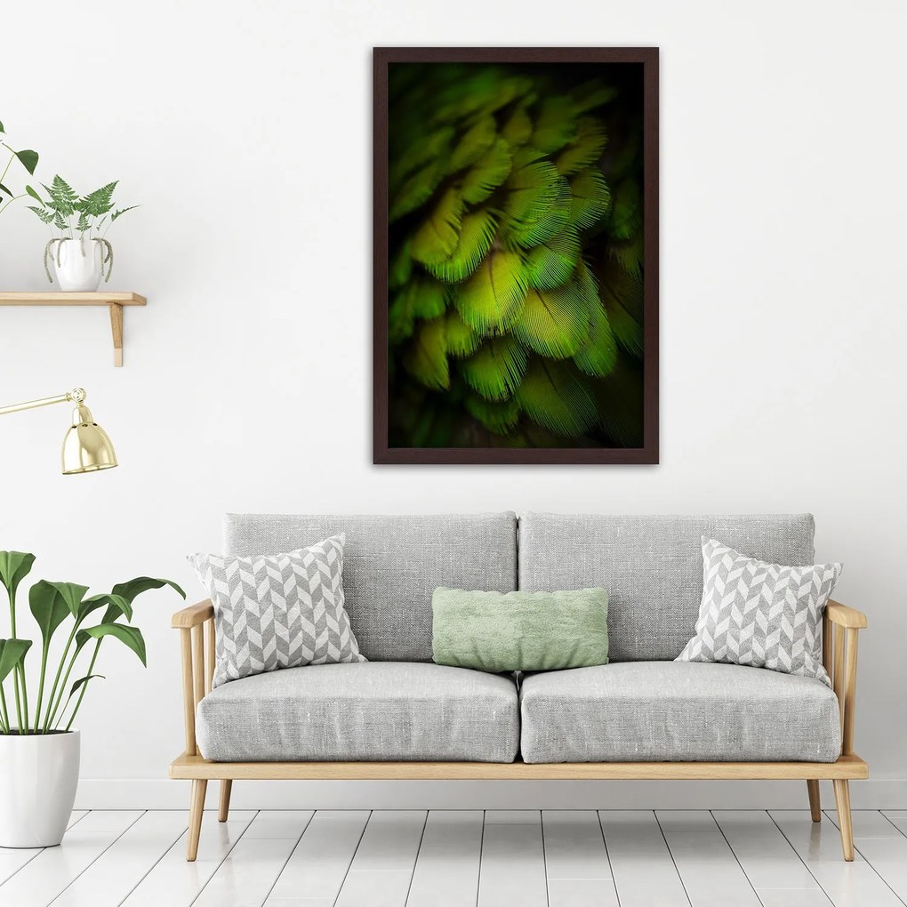 Gario Plagát Abstrakt zo zeleného peria Farba rámu: Čierna, Rozmery: 70 x 100 cm