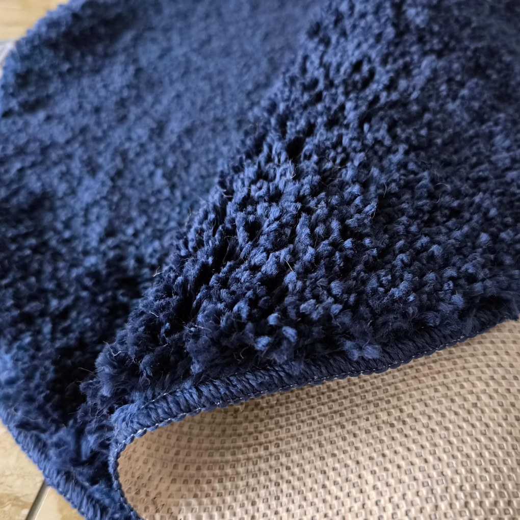 DY Okrúhly tmavomodrý shaggy koberec Kamel Rozmer: 120 cm