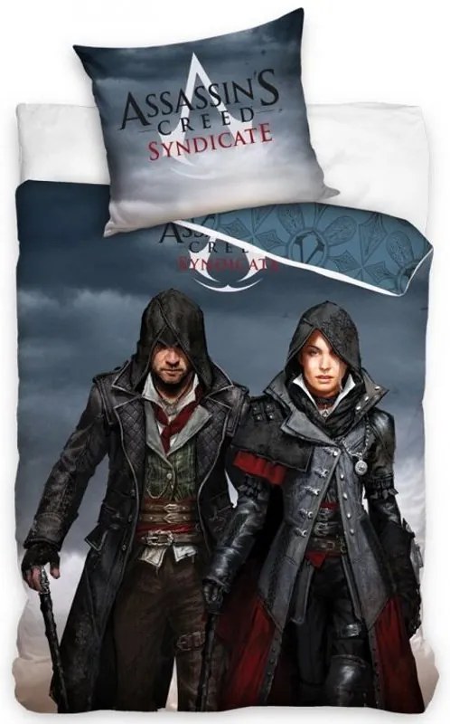 Carbotex · Posteľné návliečky Assassin's Creed Syndicate - Jacob and Evie - 100% bavlna - 70x80 cm + 140x200 cm