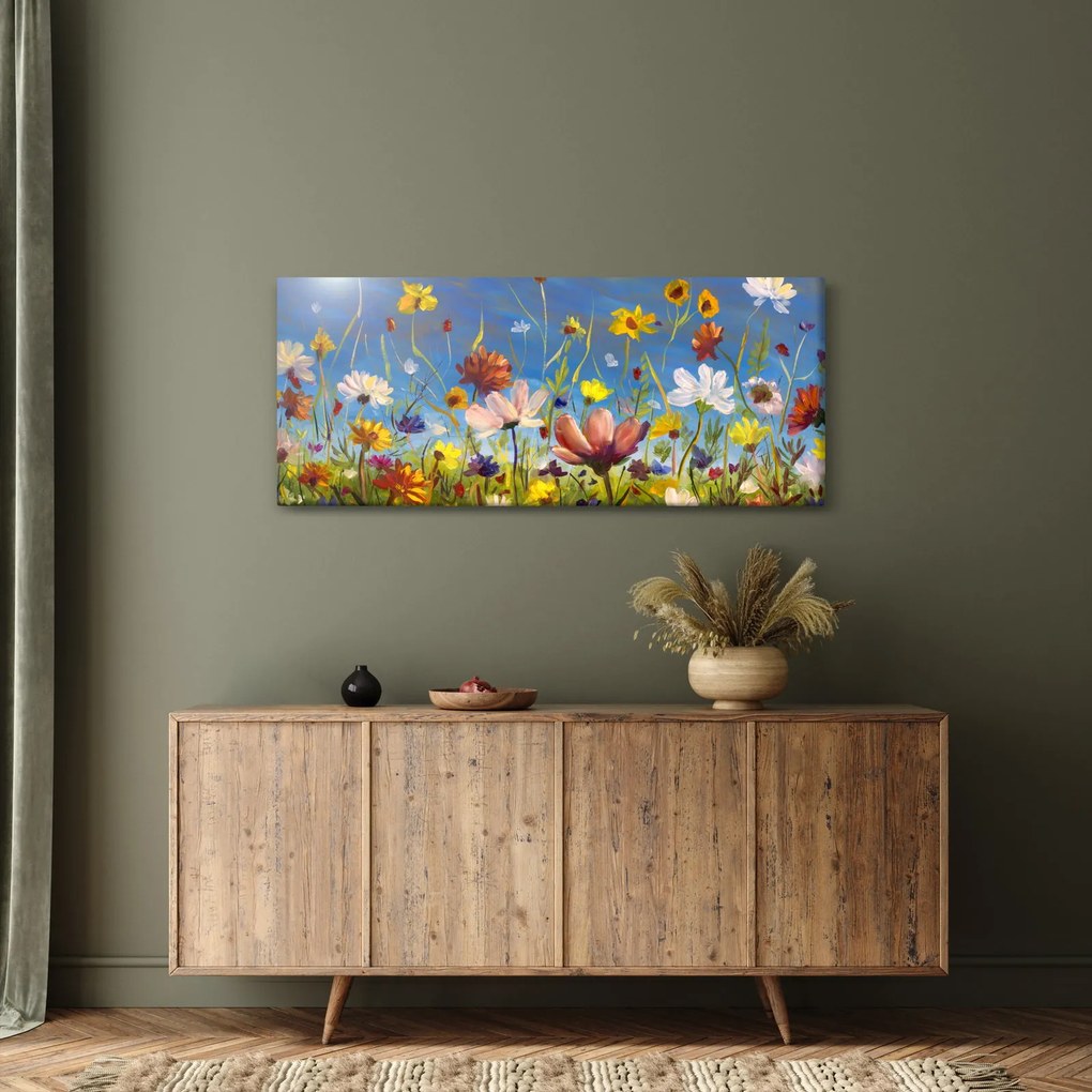 Maľovaný obraz rozkvitnutej lúky (120x50 cm)