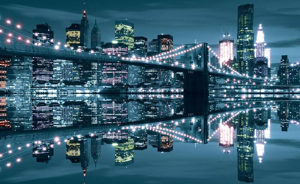 Fototapeta - New York Bridge v noci (152,5x104 cm)