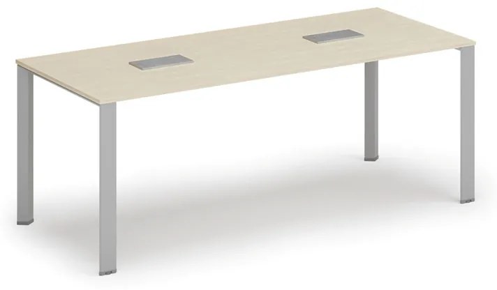 Stôl PRIMO INFINITY 2000 x 900 x 750, breza + 2x stolná zásuvka TYP V, strieborná