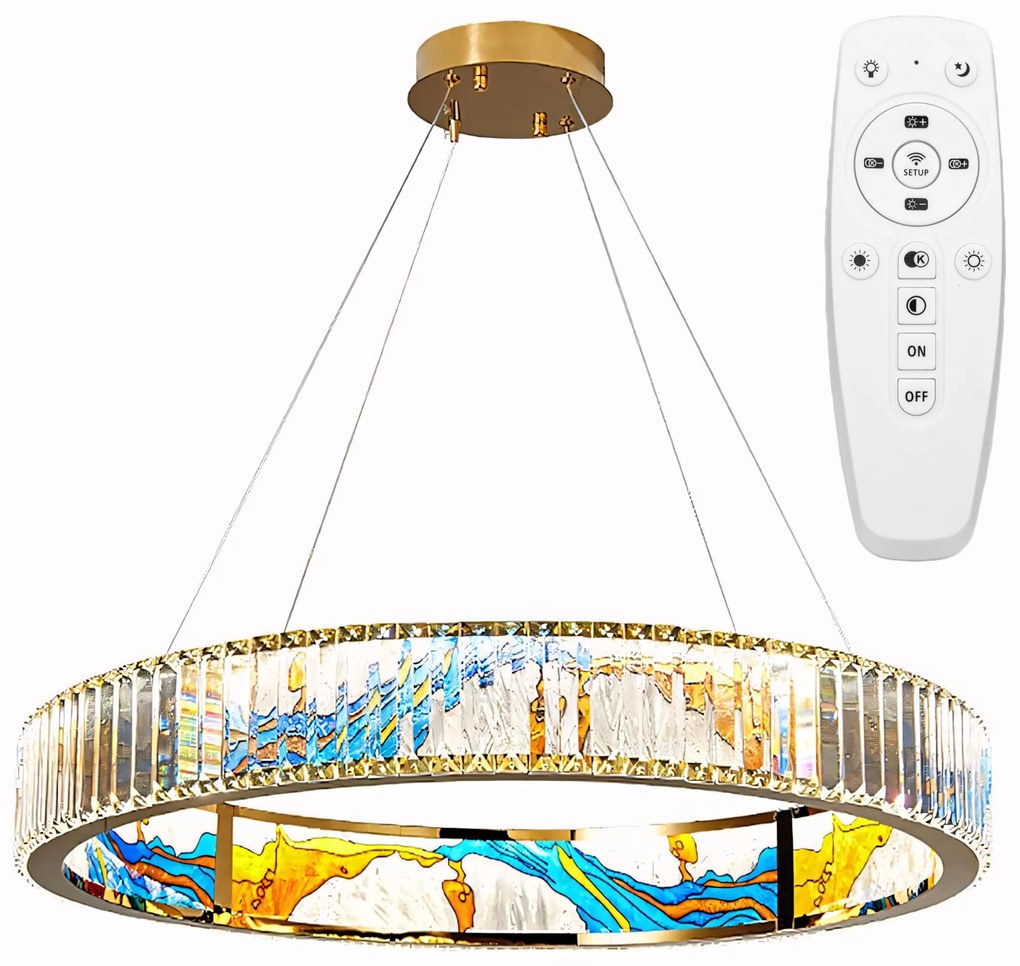 Toolight Toolight, LED stropné svietidlo 60cm + diaľkové ovládanie APP1748-CP, zlatá-priehľadná, OSW-07894