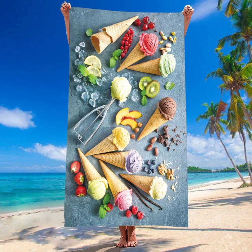 PLÁŽOVÁ OSUŠKA Z MIKROVLÁKNA ICE CREAM2 100X180 CM VZOROVANÁ
