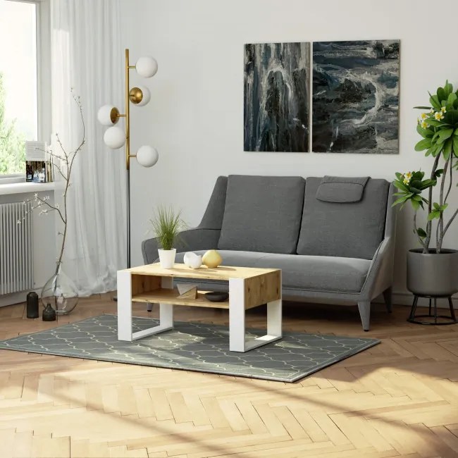 Konferenčný stolík DOMI dub artisan / biely